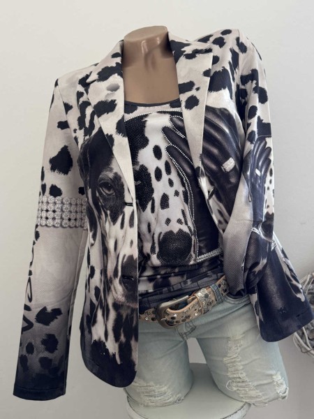 MISSY Blazer XL 42 Jackett Fashion Statement Dalmatiner Print NEU Glitzer