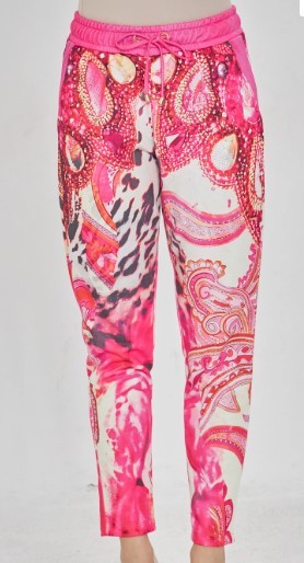 Hose M 38 Joggpants MISSY pink Print Glitzernieten Neu