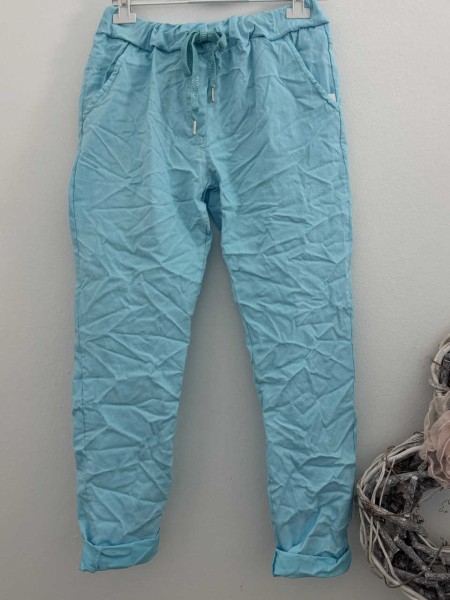 Joggpants türkis Hose Made in Italy stretchig Chino Baggy Onesize 36-42