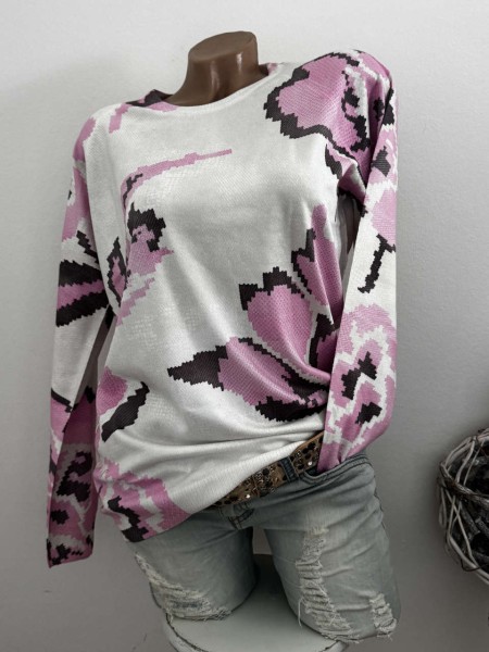 Neue Kollektion Pullover S/M 36 38 MISSY Pulli Feinstrick weiss rosa braun Glitzer Nieten
