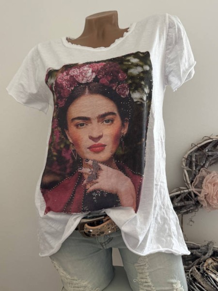 T-Shirt Shirt 36 38 40 42 Frida Italy Nieten NEU weiss