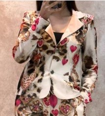 Blazer M 38 MISSY Jackett weiss Animal pinke Herzen Broschen Anhänger Neu Glitzer