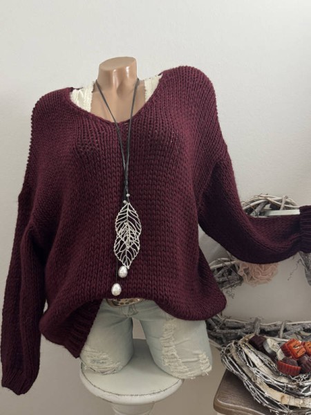 Pulli Grobstrick beere Made in Italy Pullover Knit 38-44