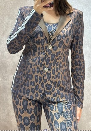Blazer MISSY S 36 Kurzblazer Galonstreifen braun/schwarz Leo Love Herz Glitzer Nieten Neu