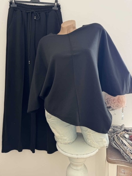 2tlg 38-42 schwarz Tunika Shirt NEU Hose Joggpants Made in Italy