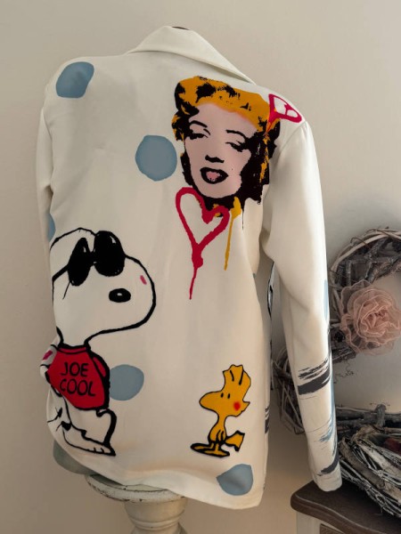 Cooler Blazer Jackett Made in Italy 38-42 Comic Graffiti weiss