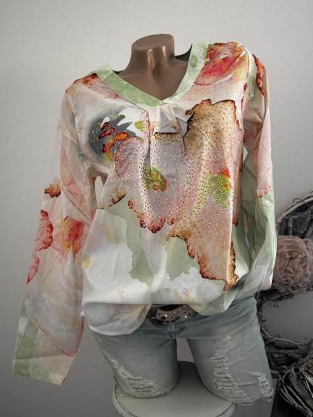 MISSY Tunika S 36 Bluse Glitzernieten Turn up Ärmel Neu