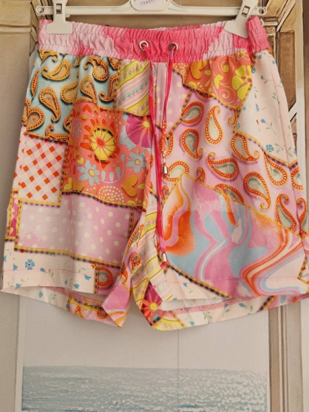 MISSY S 36 Kurze Hose Shorts Tunnelzug Patchwork Paisley rosa bunt Neu Kollektion Sommer