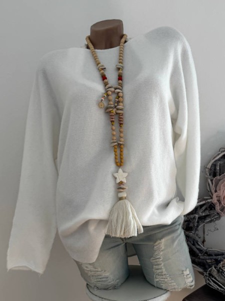 Flausch Pullover Pulli weiss 38-42 Neu Tunika Made in Italy