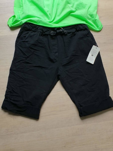 kurze Joggpant Hose Chino Baggy Capri Short schwarz Made in Italy 38-44