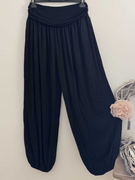 Ballonhose Hose Pluderhose uni schwarz Italy Pumphose 36-44 NEU