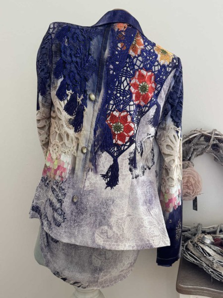 Blaze L 40 MISSY Jackett Glitzer Print Crochet/Spitze/Destroyed Neu