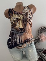 MISSY XL 42 Trägertop Top Longtop Animal Tigerkopf Glitzer Nieten Neu MISSY XL 42 Trägertop Top Longtop Animal Tigerkopf Glitzer Nieten Neu