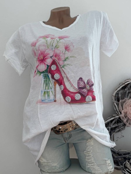 T-Shirt Shirt weiss Pumps 36 38 40 42 Italy Nieten NEU