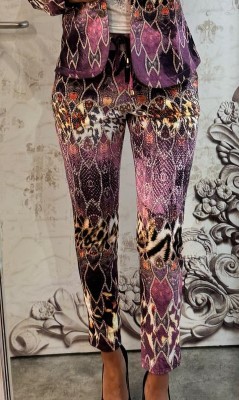 MISSY M 38 Baggy Hose Joggpants lila Animal gemustert Glitzer Steinchen Neu
