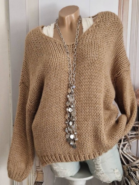 Grobstrickpulli caramell Pullover Knit 38-44 Pulli Made in Italy