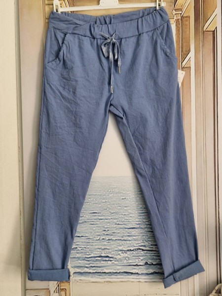 Joggpants jeansblau Hose Made in Italy stretchig Chino Baggy Onesize 36-40