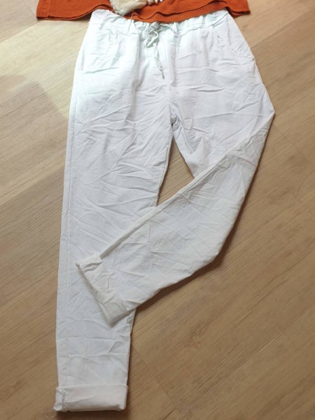 Joggpants weiss Hose Made in Italy stretchig Chino Baggy Onesize 36-42