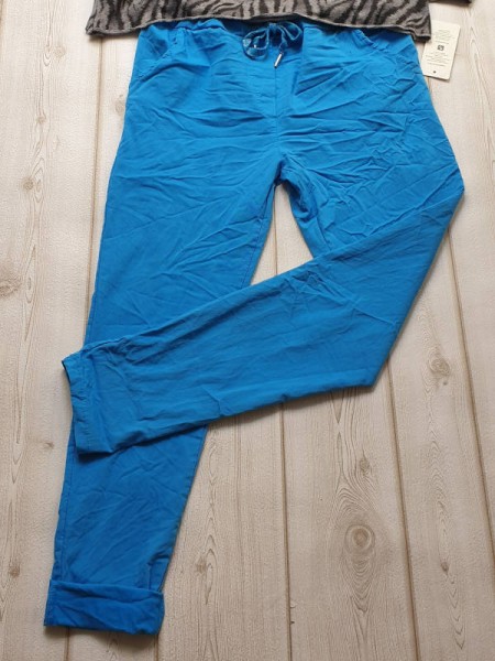 stretchige Joggpant Hose blau Baggy Made in Italy Chino 36-40