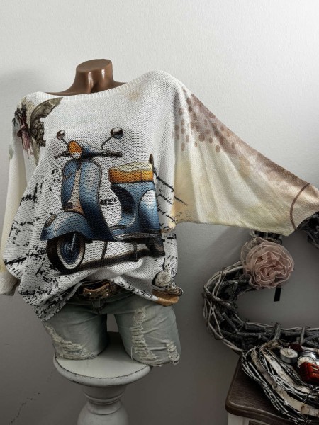 Tunika 36-42 Fledermausarm Feinstrick Roller Tunika Pulli bunt NEU Made in Italy 1/2 Arm