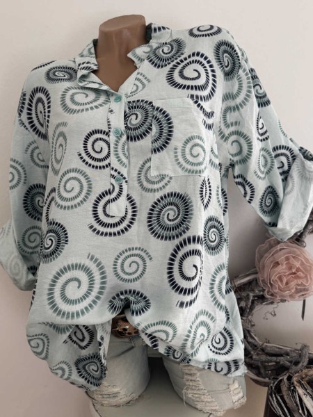 Tunika Bluse NEU Viskose mint gemustert 40-44 Italy Mode