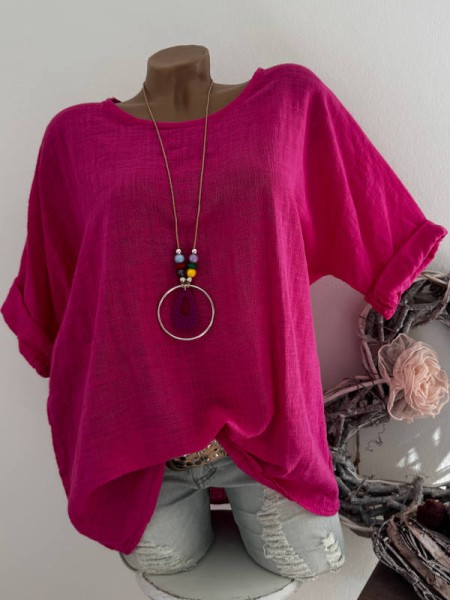 Bluse Tunika pink Musselin Baumwolle Made in Italy Neu 38-44