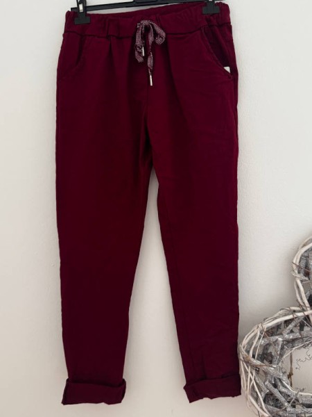 Joggpants bordeaux Hose Made in Italy stretchig Chino Baggy Onesize 36-42