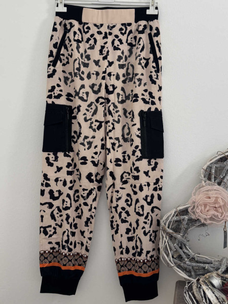 Hose XL 42 MISSY Cargohose Joggpants Animal-Mustermix Glitzer Neu