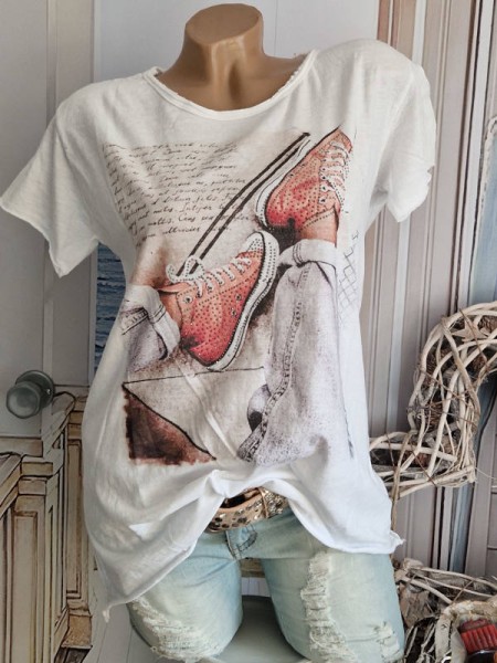 T-Shirt Shirt 36 38 40 42 Sneakers Italy Nieten NEU weiss