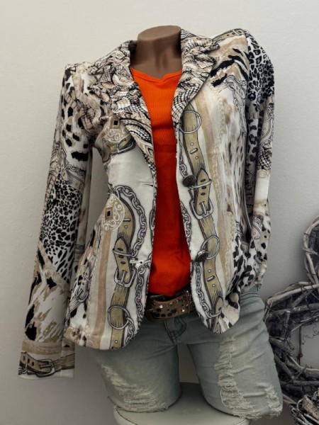 Blazer MISSY Jackett S 36 Print weiss schwarz beige Neue Kollektion