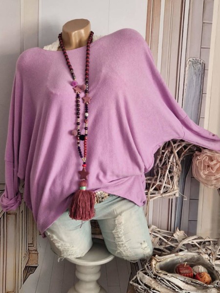 Vokuhila lila Feinstrick Tunika 36-42 NEU Made in Italy Shirt