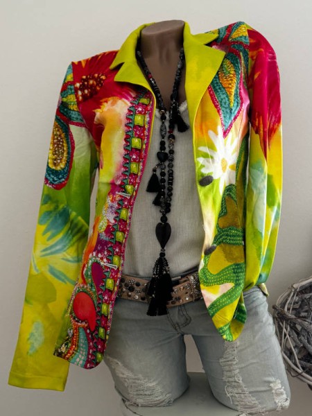 Blazer MISSY S 36 Kurzblazer bunt Glitzer Nieten Neu