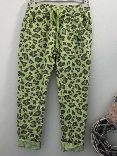 Joggpants Hose Made in Italy Leo/limetten grün stretchig Chino Baggy Onesize 36-40