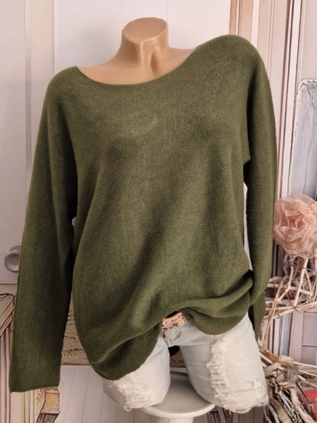 Flausch Pullover Pulli waldgrün 40-44 Neu Tunika Made in Italy