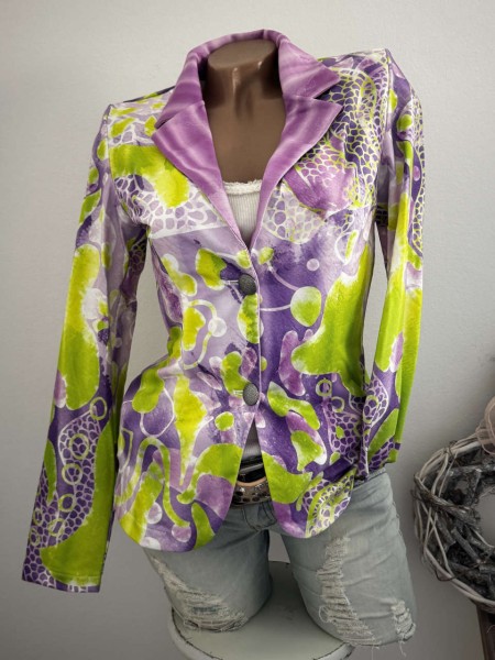 MISSY Jackett Blazer S 36 limette/flieder lila Glitzer Steinchen Neu