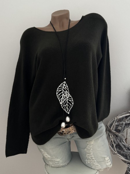 Flausch Pullover Pulli dunkelgrün 38-42 Neu Tunika Made in Italy