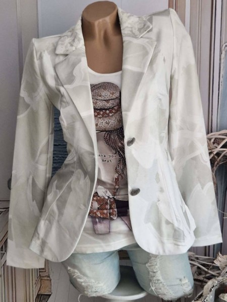 Blazer MISSY M 38 Jackett Kurzblazer helles pastellgrün weiss Fashion Girl Glitzer Nieten