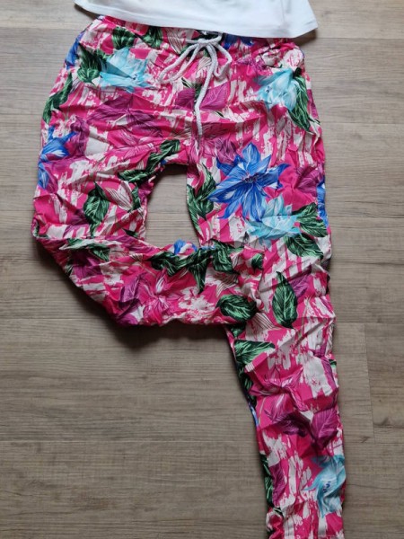 Joggpants Hose Onesize 38-44 pink bunt floral gemustert NEU Made in Italy