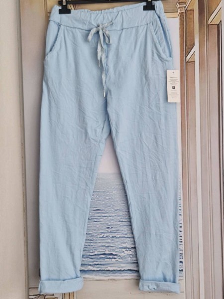 Joggpants hellblau Hose Made in Italy stretchig Chino Baggy Onesize 36-42