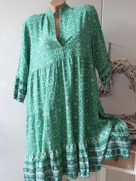 Kleid 40 42 44 grün Tunika Viskose Hängerchen Empirekleid
