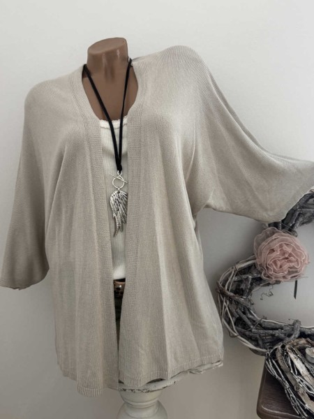leichtes Cardigan Jäckchen Made in Italy sand 38-44 NEU 1/2 Arm