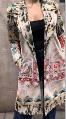 MISSY Blazer Longblazer Kurzmantel Gehrock 38 40 bunt Glitzernieten