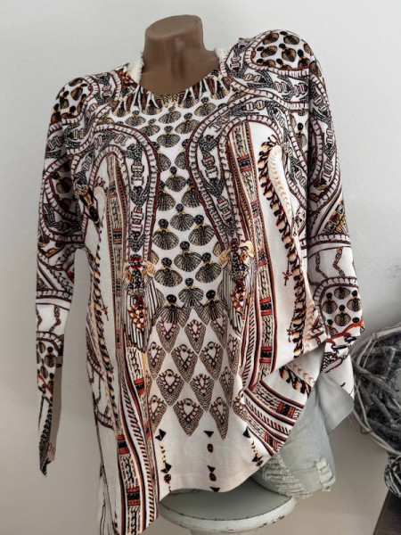 Oversized Feinstrick MISSY Pullover Pulli Onesize 38-44 Glitzernieten Tribe Muster