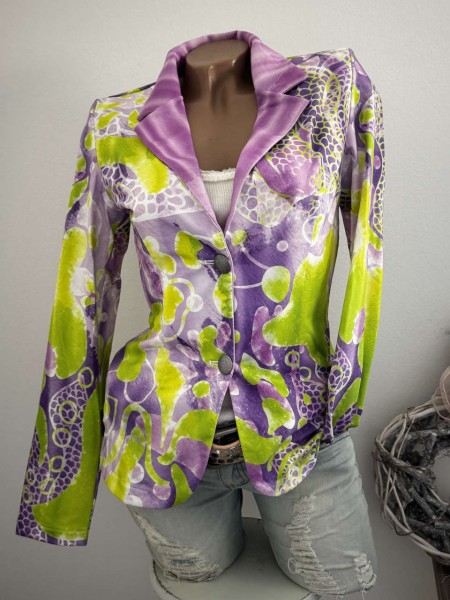 MISSY Blazer L 40 Jackett limette/flieder lila Glitzersteinchen Neu