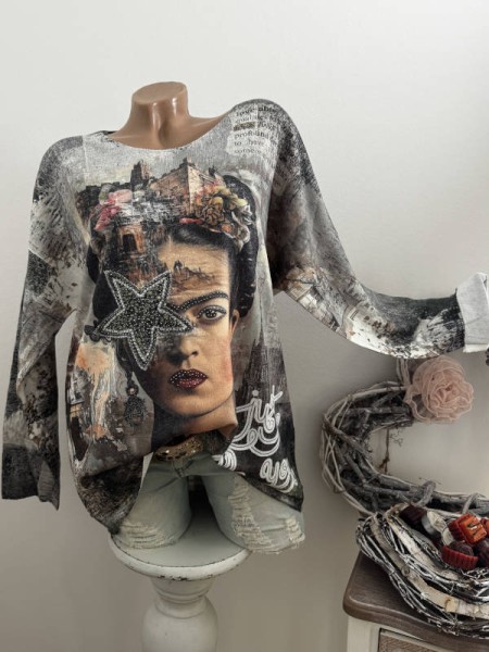 Longsleeve Feinstrick Tunika Frieda Romantik/Fashion 40-44 Made in Italy