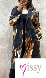 MISSY 42 44 Blazer Longblazer Gehrock ohne Verschluss Neu Fellprint Glitzer