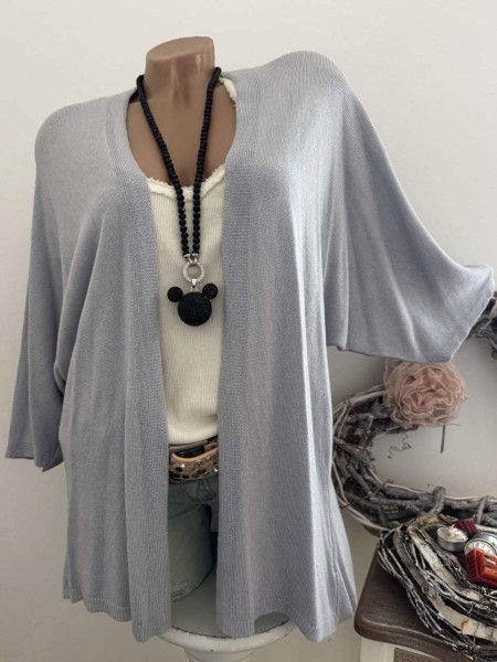 leichtes Cardigan Jäckchen Made in Italy hellgrau 38-44 NEU 1/2 Arm