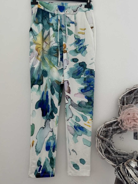 MISSY Hose L 40 Joggpant Tunnelzug türkis weiss NEU Glitzer