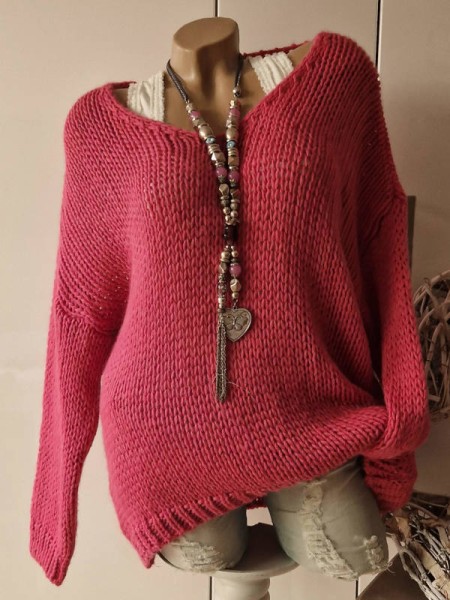 pink Pullover Made in Italy Grobstrickpulli 38-44 Pulli Neu Grobstrickpulli