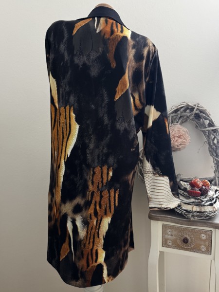MISSY Oversized Longblazer Mantel Blazer 40 42 ohne Verschluss Neu Fellprint Glitzer